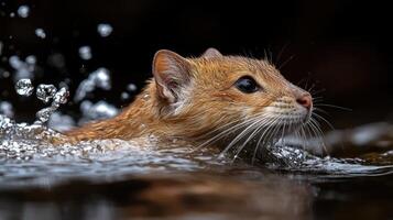 A small animal paddles through shimmering water, enjoying its lively surroundings photo