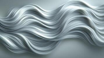 Silvery strands flow in soft waves, presenting a tranquil and delicate aesthetic photo