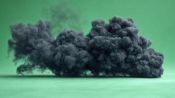 Dark smoke swirls against a bright green backdrop, creating a stunning visual photo