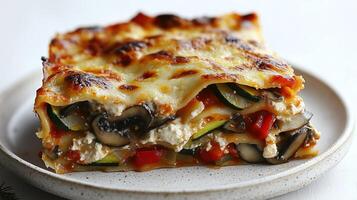 Layers of vegetables and cheese create a comforting and flavorful dish photo