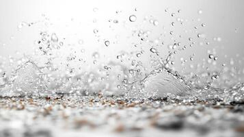 Raindrops create mesmerizing patterns while splashing on a smooth surface photo