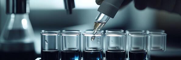 A highly skilled lab technician is carefully managing precision samples held in test tubes, showcasing remarkable advanced research and experimentation within the dynamic field of biotechnology photo