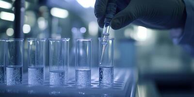 A skilled lab technician expertly manages precision test tubes while showcasing innovative methods in biotechnology research, utilizing advanced techniques within a modern laboratory environment photo