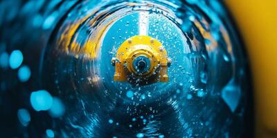 An underwater scene featuring advanced machinery and swirling currents, illustrating the fusion of technology and fluid dynamics, highlighting the balance between innovation and nature photo