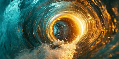 Embark on a journey to explore the mesmerizing motion and the vibrant colors manifested in a swirling water tunnel, which showcases the latest innovative advancements in fluid engineering technology photo