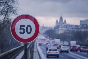 New laws in Paris aim to reduce traffic jams by enforcing a 50 kmh speed limit, enhancing road safety and managing vehicle flow photo