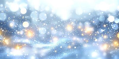 This mesmerizing abstract background showcases shimmering blue dots and soft, glowing lights, creating a magical winter atmosphere ideal for various creative projects and artistic endeavors photo