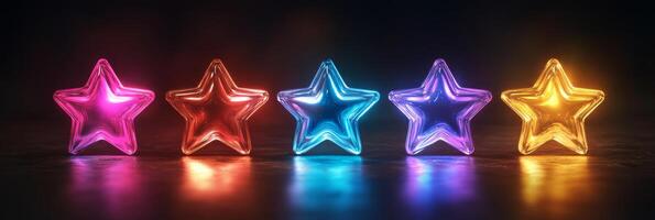 This vibrant and visually engaging representation of a fivestar rating system effectively highlights excellent customer feedback and showcases the highly valued evaluations of user experiences photo