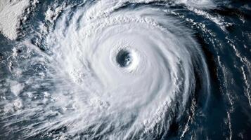 This satellite image captures the mesmerizing eye of a powerful hurricane swirling over the ocean waters photo