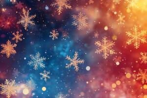 This vibrant abstract background features colorful snowflakes, adding charm and creating a cheerful atmosphere ideal for holiday designs and joyful celebrations during this festive season photo