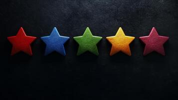 This is a visual representation that illustrates a fivestar rating system. It effectively showcases customer feedback, evaluates user experience, and highlights excellence in service provided photo