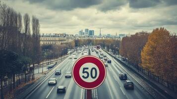 Paris has enacted a law setting a speed limit of 50 kmh on the Beltway to reduce cars and enhance road safety, reflecting the citys commitment to sustainable mobility for residents and visitors photo