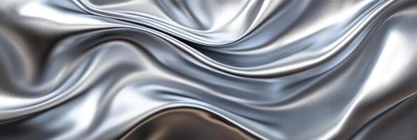 The design features a stunning metallic texture with smooth silver curves, creating a sophisticated modern background ideal for tech and luxury themes, radiating elegance and style photo
