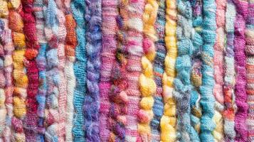 This vibrant and colorful textile showcases intricate patterns, reflecting exceptional artistry and craftsmanship photo