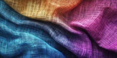 Flowing fabric in vibrant colors showcases rich textures and a gradient design that captivates the eye photo