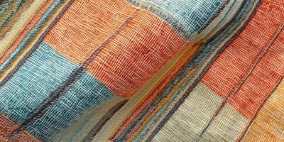 A closeup view of vibrant textile patterns that beautifully showcase rich colors along with intricate textures photo