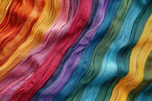 A captivating and visually stunning blend of wavy patterns that showcase vibrant colors in rich fabric textures photo