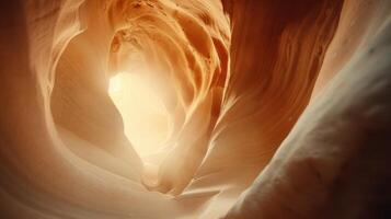 The cave exudes a mystical vibe with glowing light and smooth sandstone walls, creating an enchanting atmosphere photo