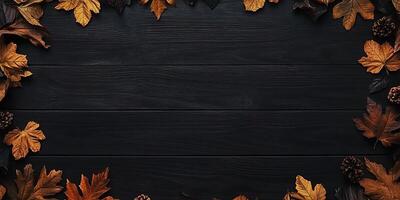 Experience a warm, rustic atmosphere with autumn leaves, colorful pumpkins, and spooky accents, perfect for joyful fall celebrations filled with laughter and togetherness with friends and family photo