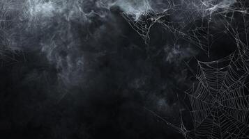 Explore a hauntingly beautiful abstract background that features intricate cobweb line artwork combined with a textured black atmosphere, making it ideal for spooky themes or graphic design projects photo