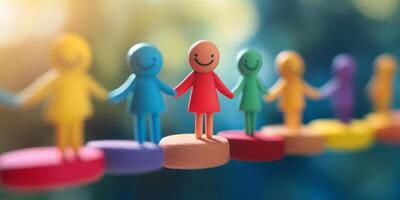 This image showcases vibrant figures symbolizing happiness and wellbeing, highlighting the importance of therapy in nurturing positive emotions and enhancing overall mental health photo