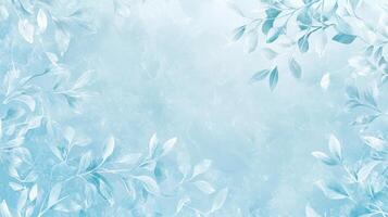 This captivating design features a beautiful light blue background, gracefully adorned with intricate leaf shapes, creating a charming winter atmosphere that truly draws you in and enchants you photo