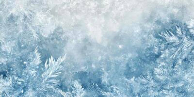 A mesmerizing abstract frame that beautifully captures and depicts the enchanting and icy beauty of winter, showcasing intricate snowflakes and delicate frost patterns in soft blue and white hues photo