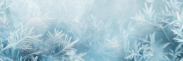 This beautiful abstract image showcases delicate frost patterns and intricate snowflakes, evoking the serene essence of winter and the deep tranquility found in natures purest state photo