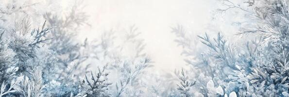 A serene winter landscape features delicate frost that sparkles under the soft light, creating a tranquil and peaceful atmosphere that is absolutely perfect as a seasonal backdrop for any occasion photo