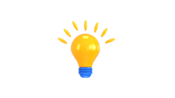 3D Light bulb icon concept of creative idea, Problem solving, evaluation, boost in growth, marketing analysis and strategy 3d icon png