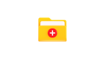 Folder with plus documents icon concept of add folder icon 3d rendering illustration png