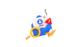 Phishing email icon on cyber security, Hacker attacks a mobile with a fake message, Hacker stealing credit card information, Cyber crime, Phishing scam, Online scam icon 3d render illustration png