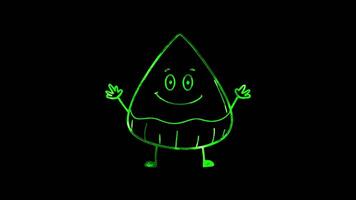 Neon frame effect, Sweet Candy Corn happy candy corn character with arms and a cute face on black background video