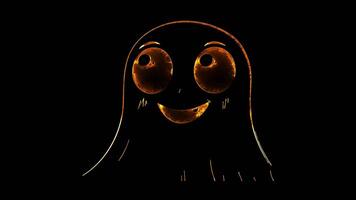 Neon frame effect, Friendly Ghost cheerful ghost with wide eyes and a playful grin on black background video