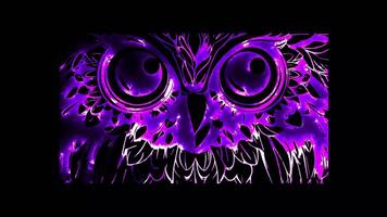 Neon frame effect, Whimsical Owl owl with big eyes on black background video