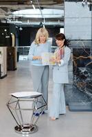Collaborative Team Discussion in Modern Office Environment photo
