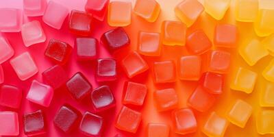 Multiple bite candies forming a gradient pattern based on size photo