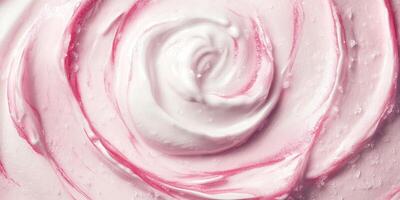 Close-up of frozen yogurt swirl with visible ice crystals and smooth texture photo
