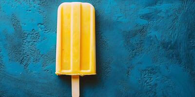Creamsicle-style popsicle cut in half to show inner and outer layers photo