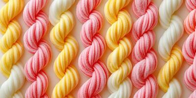 Multiple rope candies woven together to create a lattice pattern photo