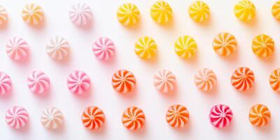 Multiple bite candies forming a gradient pattern based on size photo