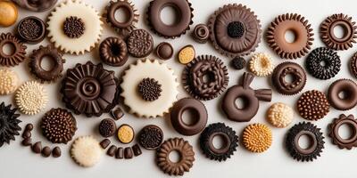 Wheel confections arranged to resemble gears in a machine photo