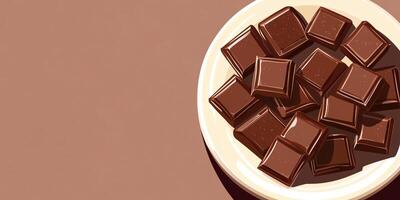 Chocolate pieces arranged in a spiral pattern on a plate photo