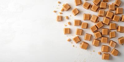 Caramel confections used to outline a simple shape on a light background photo