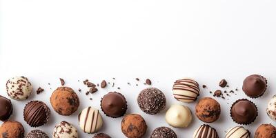 Ganache-based truffles scattered across the bottom border, with some overlapping for variety photo