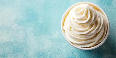 Banana-based soft serve swirled into cup at vegan ice cream shop photo