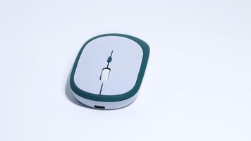 A white computer mouse isolated on a white background. photo