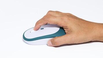 A white computer mouse isolated on a white background. photo