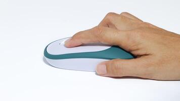 A white computer mouse isolated on a white background. photo