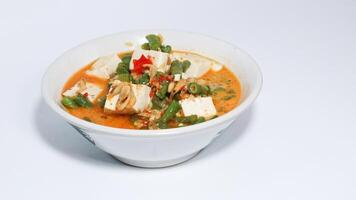 Tumis kacang panjang or stir fried long bean and tofu known as simple asian dish with light and savoury taste. photo